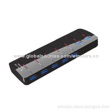 Super Speed USB3.0 7-port Hub with Power Adapter Compliant with USB Battery ChargingNew